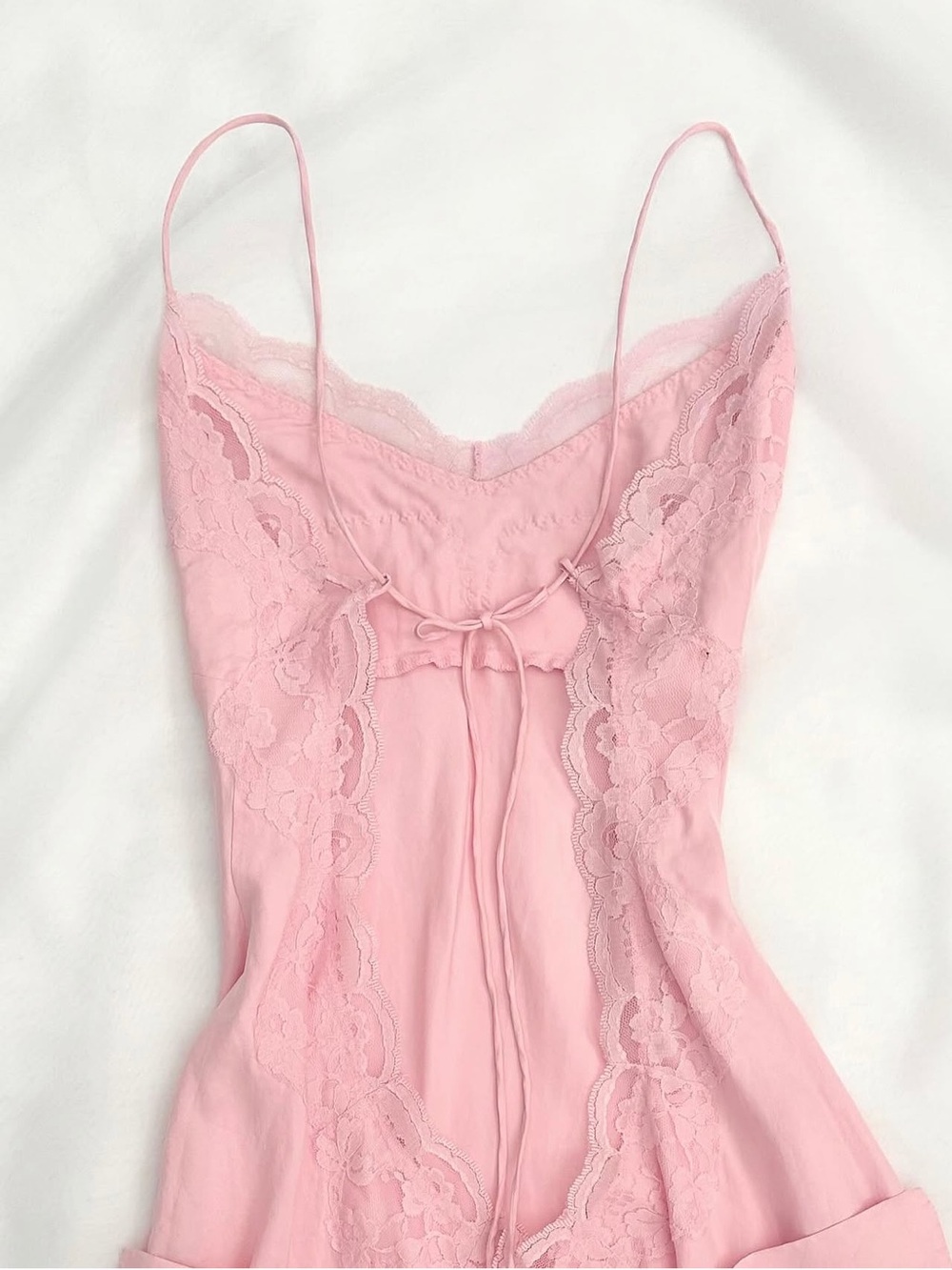 Rare Vintage Victoria's Secret 90s Early 2000s Pink Lace Slip Dress with Bow - Picture 2 of 7